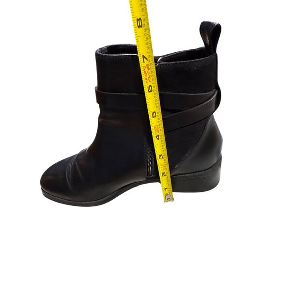 H&M Black Ankle Boots Women Size 38 Faux Leather - Zip Closure, Buckle Strap, Lo - Picture 7 of 16
